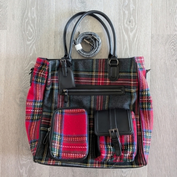 Dolls Kill Handbags - Dolls Kill Current Mood That's What You Get Plaid Tote Bag